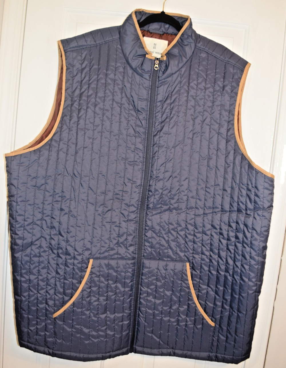 ~ Mutual Weave Quilted Puffer Vest Mens Size 4XLT Navy Lightweight Pockets ~